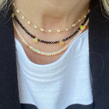 Load image into Gallery viewer, Black Spinel Necklace with Opals