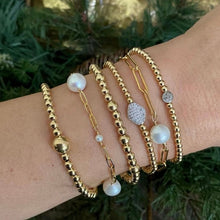 Load image into Gallery viewer, Gold Ball Bracelet with Cz