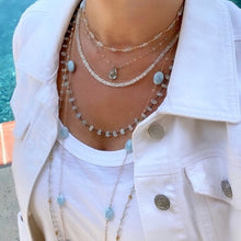 Load image into Gallery viewer, Long Gold Necklace with Aquamarine Nuggets