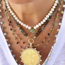 Load image into Gallery viewer, Pearl Necklace with Labradorite