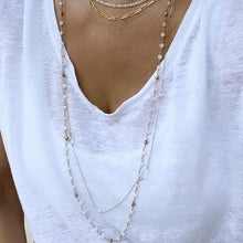 Load image into Gallery viewer, Long Gold Necklace with Aquamarine - Azure