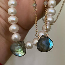 Load image into Gallery viewer, Pearl Necklace with Labradorite