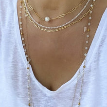 Load image into Gallery viewer, Long Gold Necklace with Aquamarine - Azure