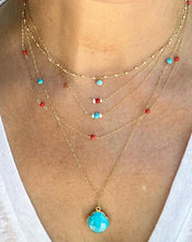 Load image into Gallery viewer, Gold Necklace with Turquoise Clover