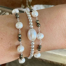 Load image into Gallery viewer, Pyrite bracelet with pearls