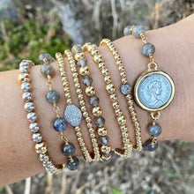 Load image into Gallery viewer, Gold Ball Bracelet with Cz