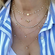 Load image into Gallery viewer, Long Gold Necklace with Pearl Drops
