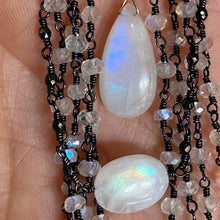 Load image into Gallery viewer, Black Spinel Necklace with Moonstone