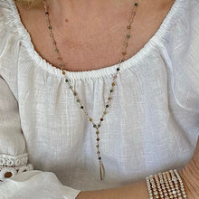 Load image into Gallery viewer, Long Agate Necklace with Moonstone Drop