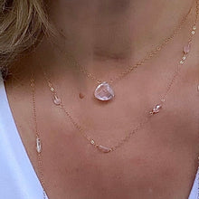 Load image into Gallery viewer, Gold Necklace with Rose Quartz