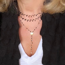 Load image into Gallery viewer, Long Black Spinel Cluster Necklace