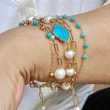 Load image into Gallery viewer, Pyrite Bracelet with Turquoise