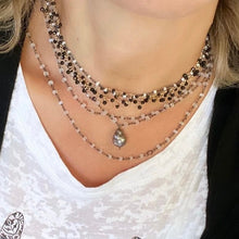 Load image into Gallery viewer, Long Black Spinel Cluster Necklace