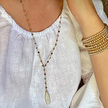 Load image into Gallery viewer, Long Agate Necklace with Moonstone Drop