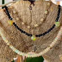 Load image into Gallery viewer, Black Spinel Necklace with Opals