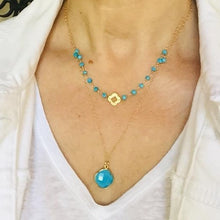 Load image into Gallery viewer, Gold Necklace with Turquoise Clover