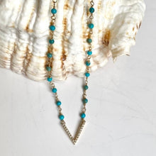 Load image into Gallery viewer, TURQUOISE CZ V DROP NECKLACE - ALLY
