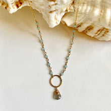 Load image into Gallery viewer, Aqua Chalcedony Necklace with Circle
