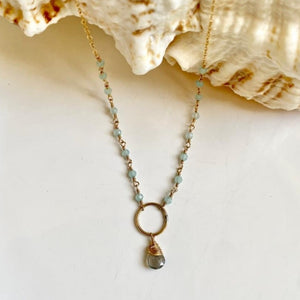 Aqua Chalcedony Necklace with Circle