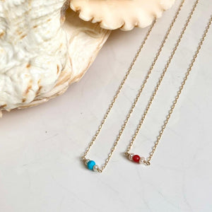 GOLD NECKLACE WITH GEMSTONE - KIRA