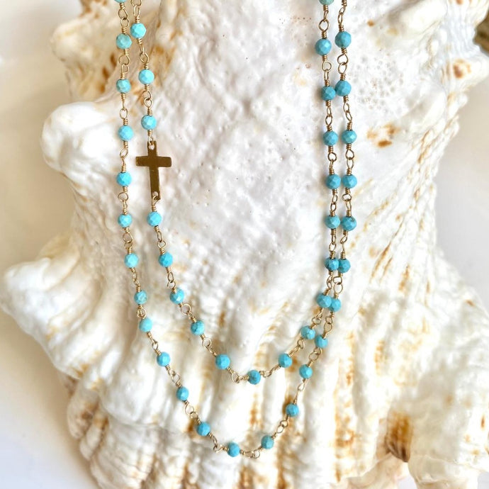 TURQUOISE CROSS NECKLACE - CROIX