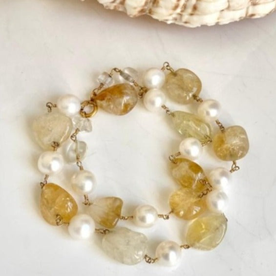 CITRINE AND PEARL NECKLACE - SOLE