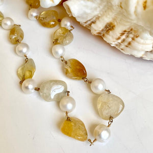 CITRINE AND PEARL NECKLACE - SOLE