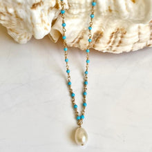 Load image into Gallery viewer, TURQUOISE NECKLACE WITH PEARL - SUNI
