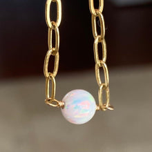 Load image into Gallery viewer, Paperclip Necklace with Opal

