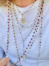 Load image into Gallery viewer, Long agate necklace with moonstone drop
