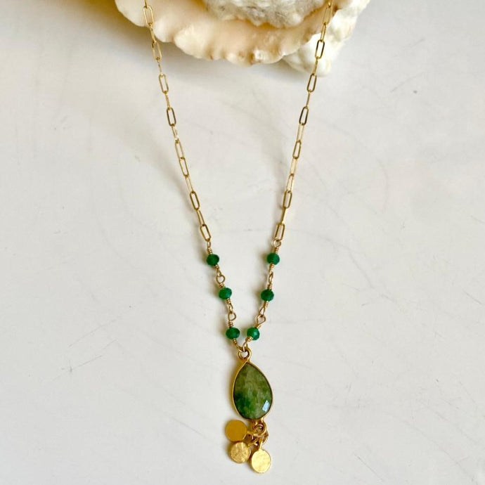 GOLD NECKLACE WITH EMERALD - ESMERALDA