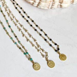 GEMSTONE COIN NECKLACE - GRECIA