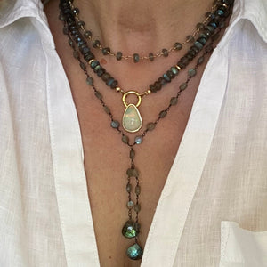 LABRADORITE NECKLACE WITH COIN - VICTORIA