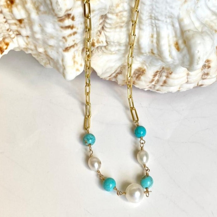 PAPERCLIP NECKLACE WITH GEMSTONES - SERENA