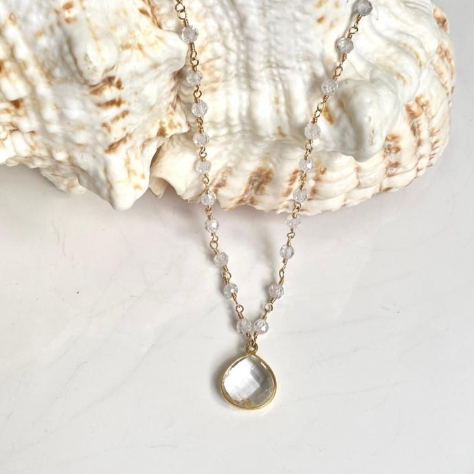 Cubic Zirconia Beads Necklace with Crystal