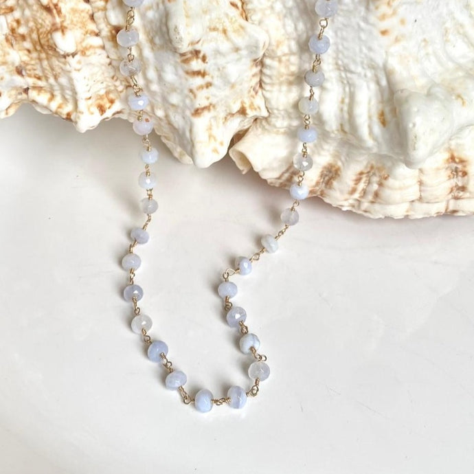 BLUE LACE AGATE NECKLACE - ANGEL
