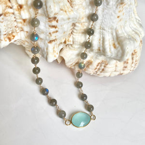 Labradorite Necklace with Aqua Chalcedony