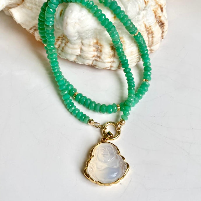 CHRYSOPRASE NECKLACE - BUDDHA