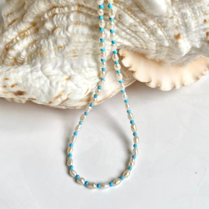 PEARL TURQUOISE MIX NECKLACE - TAHITI