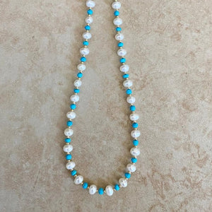 PEARL TURQUOISE MIX NECKLACE - AVA