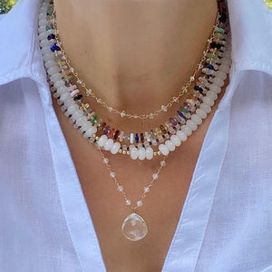 Cubic Zirconia Beads Necklace with Crystal
