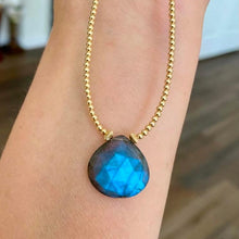 Load image into Gallery viewer, Tiny Gold Ball Necklace with Labradorite
