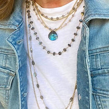 Load image into Gallery viewer, Tiny Gold Ball Necklace with Labradorite
