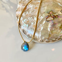Load image into Gallery viewer, Tiny Gold Ball Necklace with Labradorite
