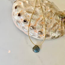Load image into Gallery viewer, Tiny Gold Ball Necklace with Labradorite
