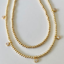 Load image into Gallery viewer, Gold Ball Necklace with CZ

