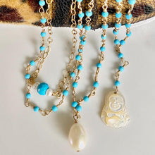 Load image into Gallery viewer, Gold Necklace with Turquoise Center
