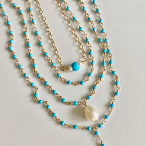 Gold Necklace with Turquoise Center