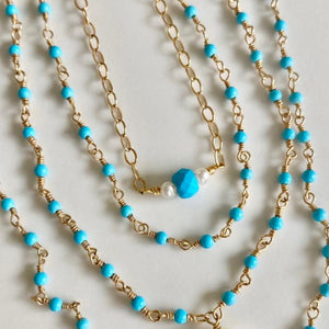 Gold Necklace with Turquoise Center