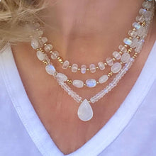 Load image into Gallery viewer, Moonstone necklace with large moonstone drop
